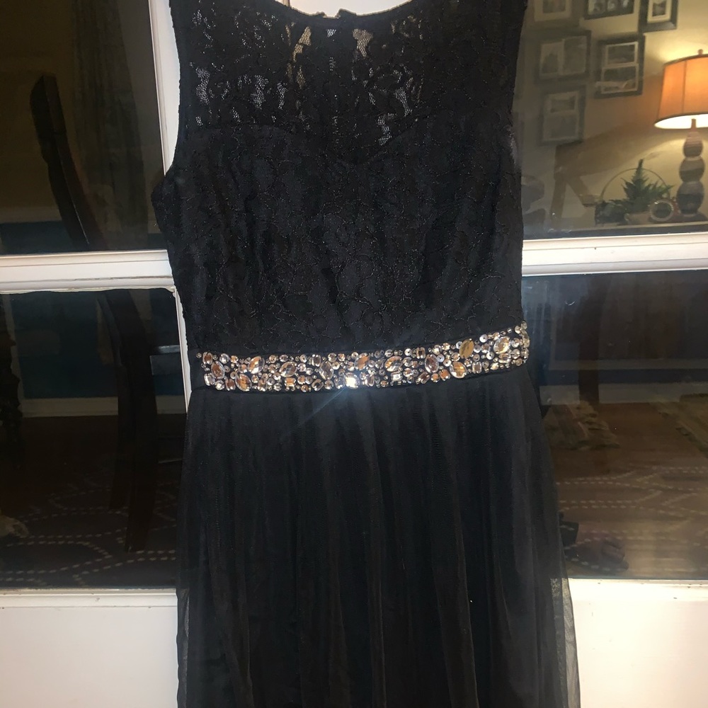 Black Dress with Rinestone Waistband